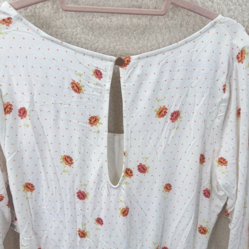 Free People Celia Mini Dress long sleeves Polka dot Floral print Size XL NWT - Picture 6 of 12